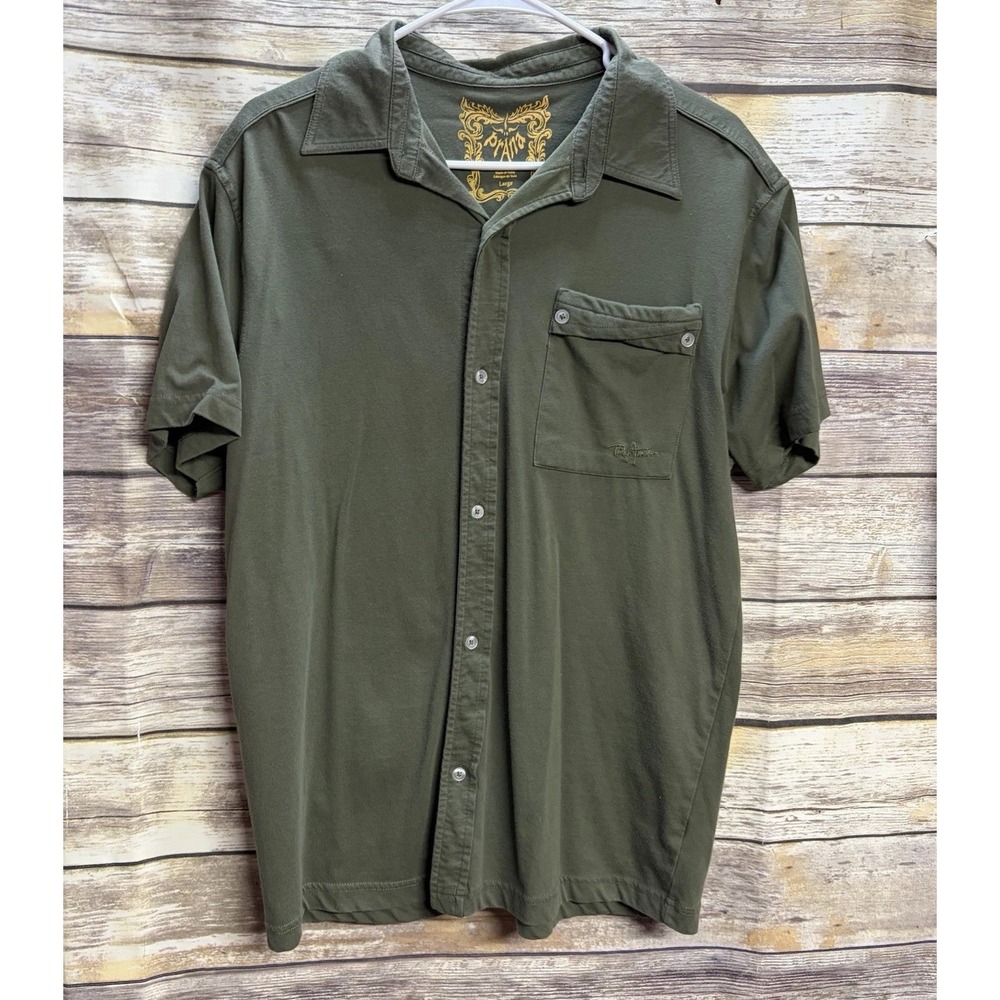 Prana Ostend Shirt Mens Large Green Button Up Short Sleeve Pockets Casual L